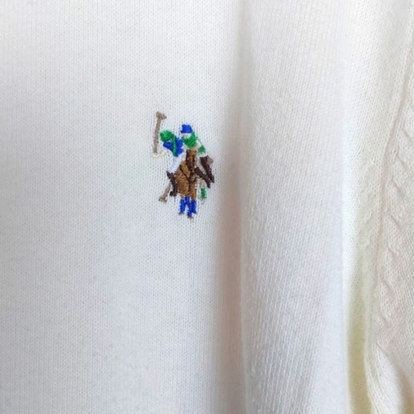 U.S. Polo Assn. Vintage White Cardigan Button Front Polo Pony Preppy Sz.XL - Picture 2 of 9